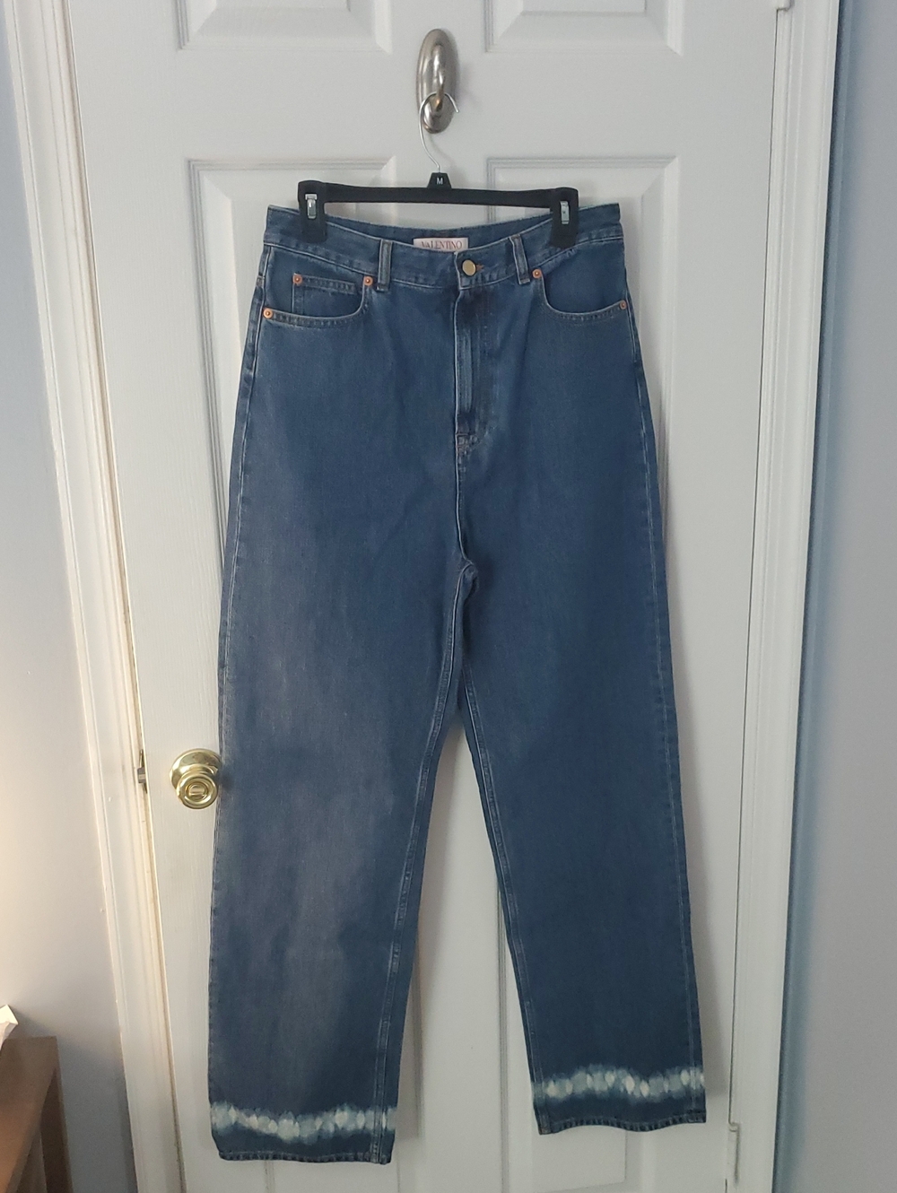 Valentino Blue Wide-Leg Jeans with Tie-Dye Hem